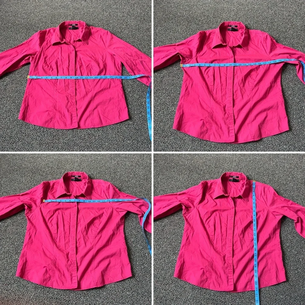 STYLE & CO Maroon Red Pink Petite Stretch Blouse Button Down Cotton Shirt Top 16 - Picture 14 of 15